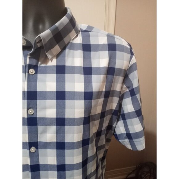 Mizzen Main Shirt Mens 2XL XXL Blue White Check Performance Menswear Trim Fit - Picture 5 of 11